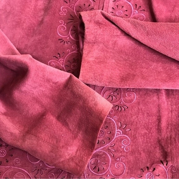 Drapers and Damons Laser Cut Suede Dusty Pink Mauve Full Zip Jacket Women Large - Picture 12 of 14